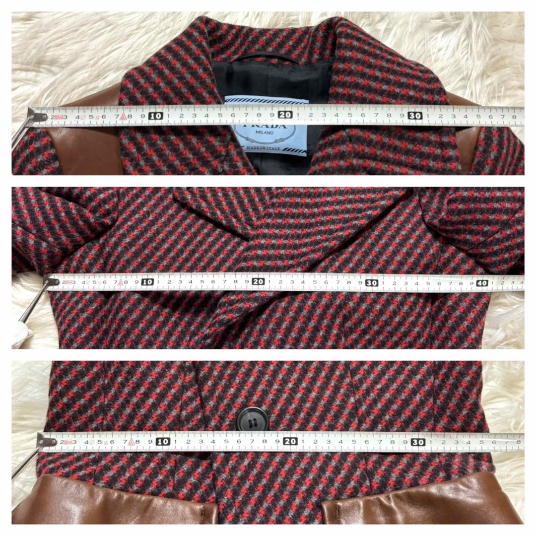 本物 美品 ルックブック掲載 プラダ レザー切替 千鳥格子 本物 美品 ルックブック掲載 プラダ レザー切替 千鳥格子