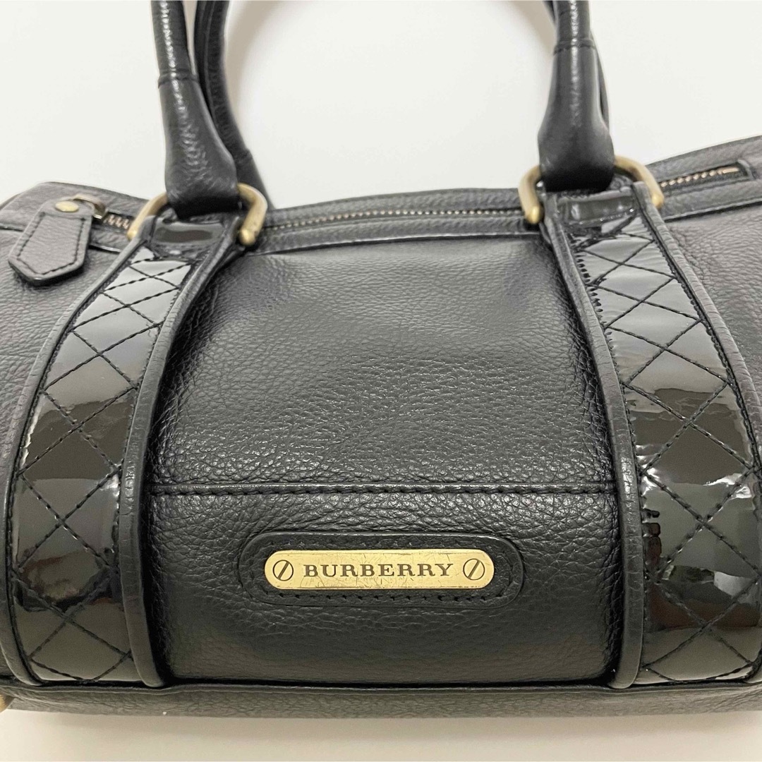 BURBERRY(バーバリー)のBURBERRY バーバリー レザー ハンドバッグ ノバチェック ブラック レディースのバッグ(ハンドバッグ)の商品写真