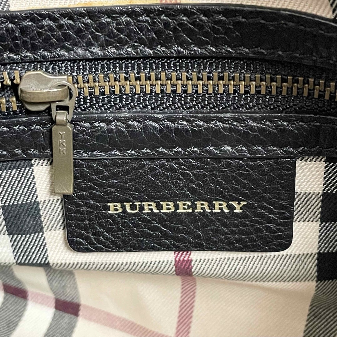 BURBERRY(バーバリー)のBURBERRY バーバリー レザー ハンドバッグ ノバチェック ブラック レディースのバッグ(ハンドバッグ)の商品写真