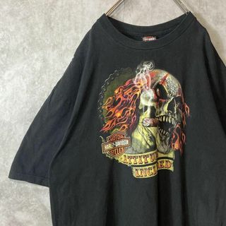 ハーレーダビッドソン(Harley Davidson)の【オーバーサイズ、両面プリントロゴ】ハーレーダビッドソン古着Tシャツ黒90s(Tシャツ/カットソー(半袖/袖なし))