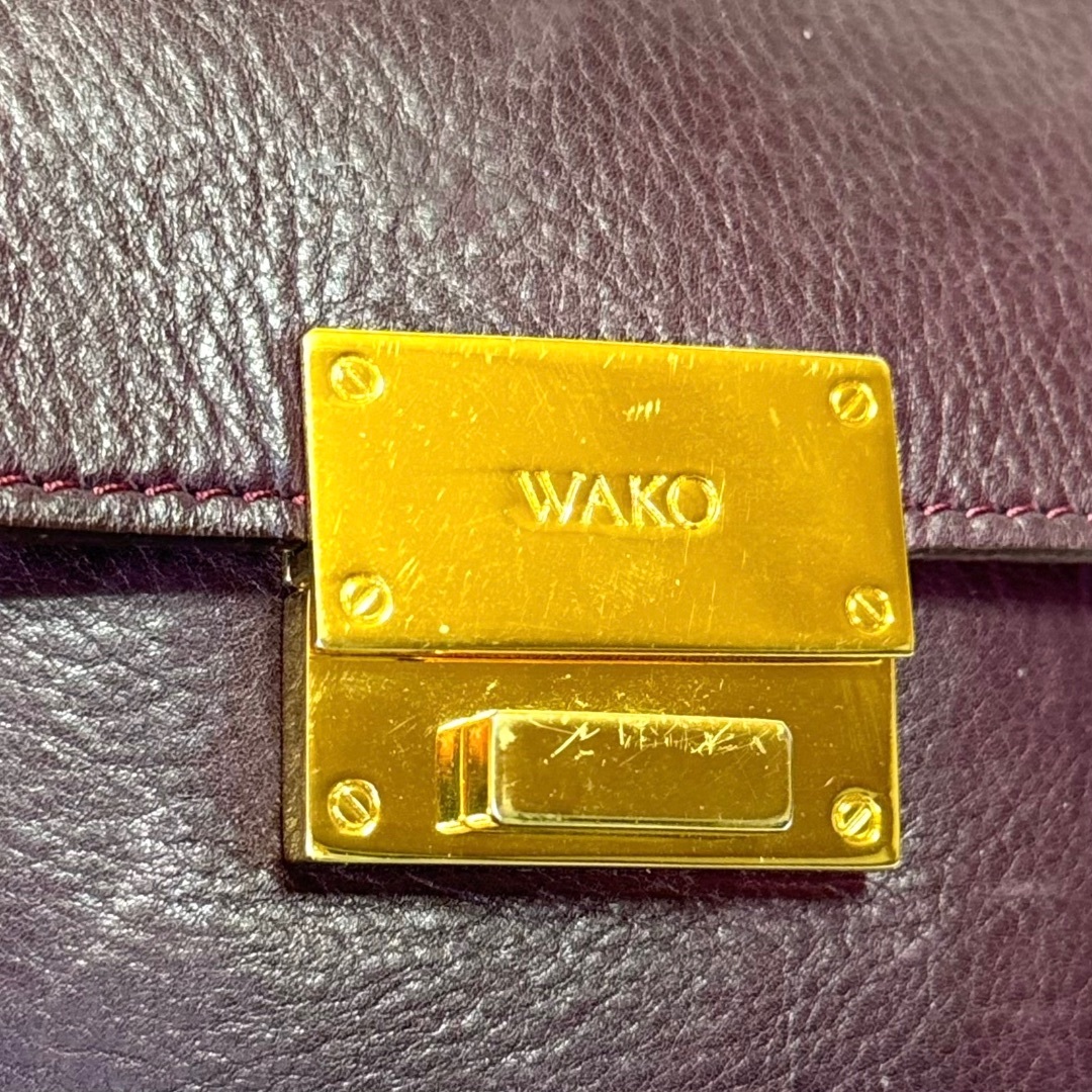 【WAKO】銀座和光 レザー ボルドー ゴールドロゴ金具 ワンショルダーバッグ レディースのバッグ(ショルダーバッグ)の商品写真