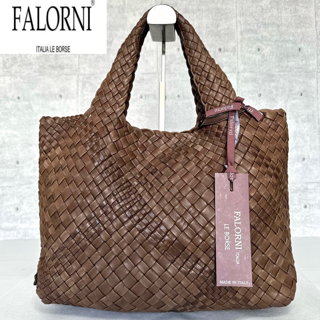 FALORNI - FALORNI イントレチャート ブラウン ラムレザー F1393 トートバッグ