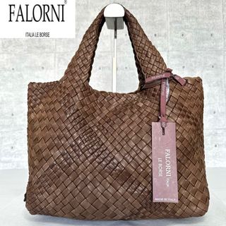 ファロルニ(FALORNI)のFALORNI イントレチャート ブラウン ラムレザー F1393 トートバッグ(ハンドバッグ)