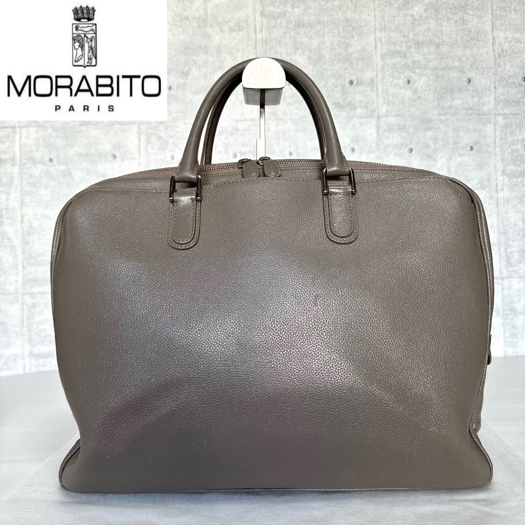 MORABITO - 【MORABITO】モラビト グレー レザー シルバー金具 A4 ボストンバッグ
