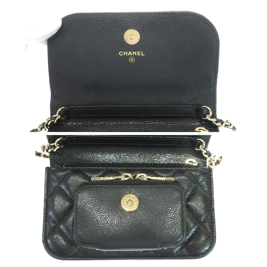 CHANEL(シャネル)の【美品】CHANEL シャネル アンフィニティ ミニ AP2914 2WAYショルダー チェーンウォレット ココマーク キャビアスキン 黒 ブラック ゴールド金具 レディース メンズのファッション小物(ウォレットチェーン)の商品写真