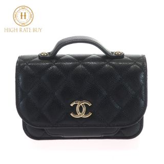 【美品】CHANEL シャネル アンフィニティ ミニ AP2914 2WAYショルダー チェーンウォレット ココマーク キャビアスキン 黒 ブラック ゴールド金具 レディース