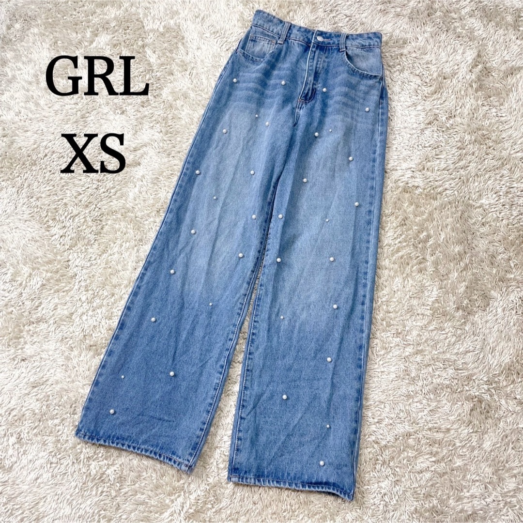 GRL(グレイル)のグレイル　GRL パールストレートデニムパンツ[cu457] XS ブルー レディースのパンツ(デニム/ジーンズ)の商品写真