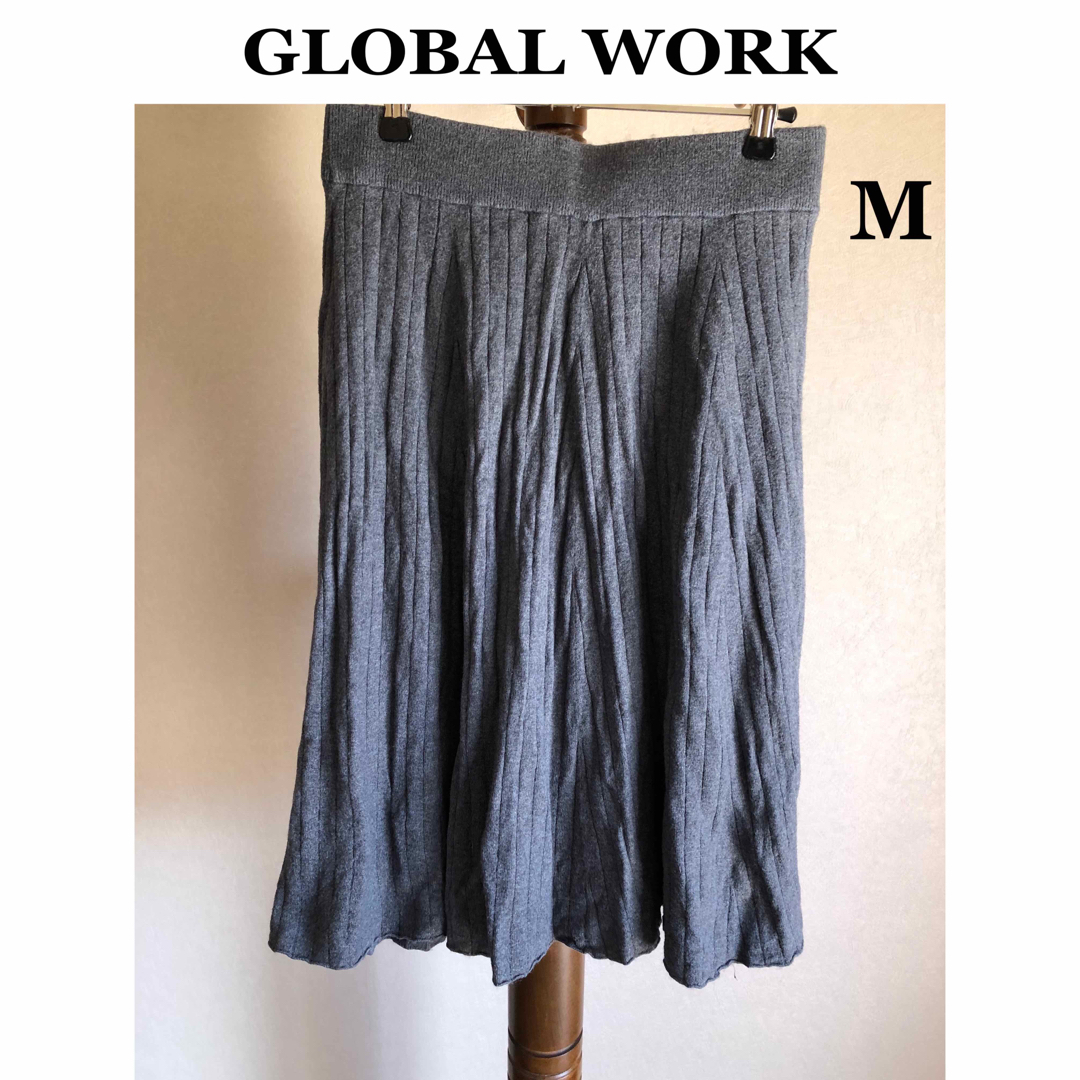 GLOBAL WORK(グローバルワーク)の匿名配送　GLOBAL WORK  グローバルワーク　ニットスカート  グレー レディースのスカート(ひざ丈スカート)の商品写真