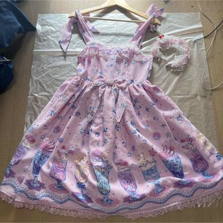 アンジェリックプリティー(Angelic Pretty)の本日まで⭐️クリームソーダ柄JSK＋カチューシャ(セット/コーデ)