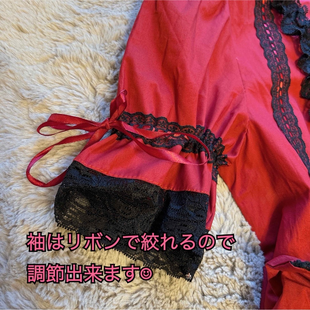 ロリータ ゴスロリ ワンピース ドレス 黒×赤 Ｍサイズ レディースのワンピース(ひざ丈ワンピース)の商品写真