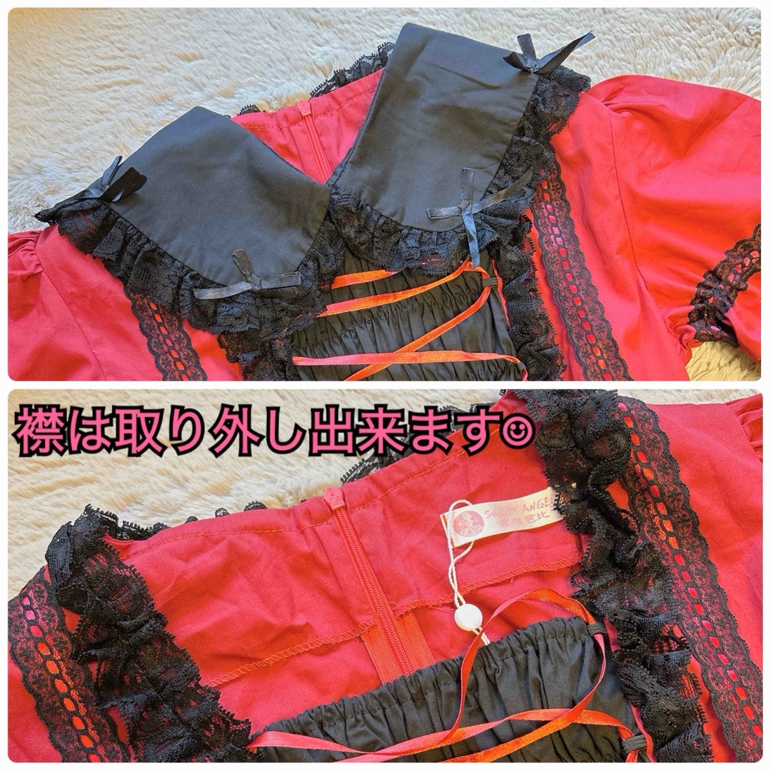 ロリータ ゴスロリ ワンピース ドレス 黒×赤 Ｍサイズ レディースのワンピース(ひざ丈ワンピース)の商品写真