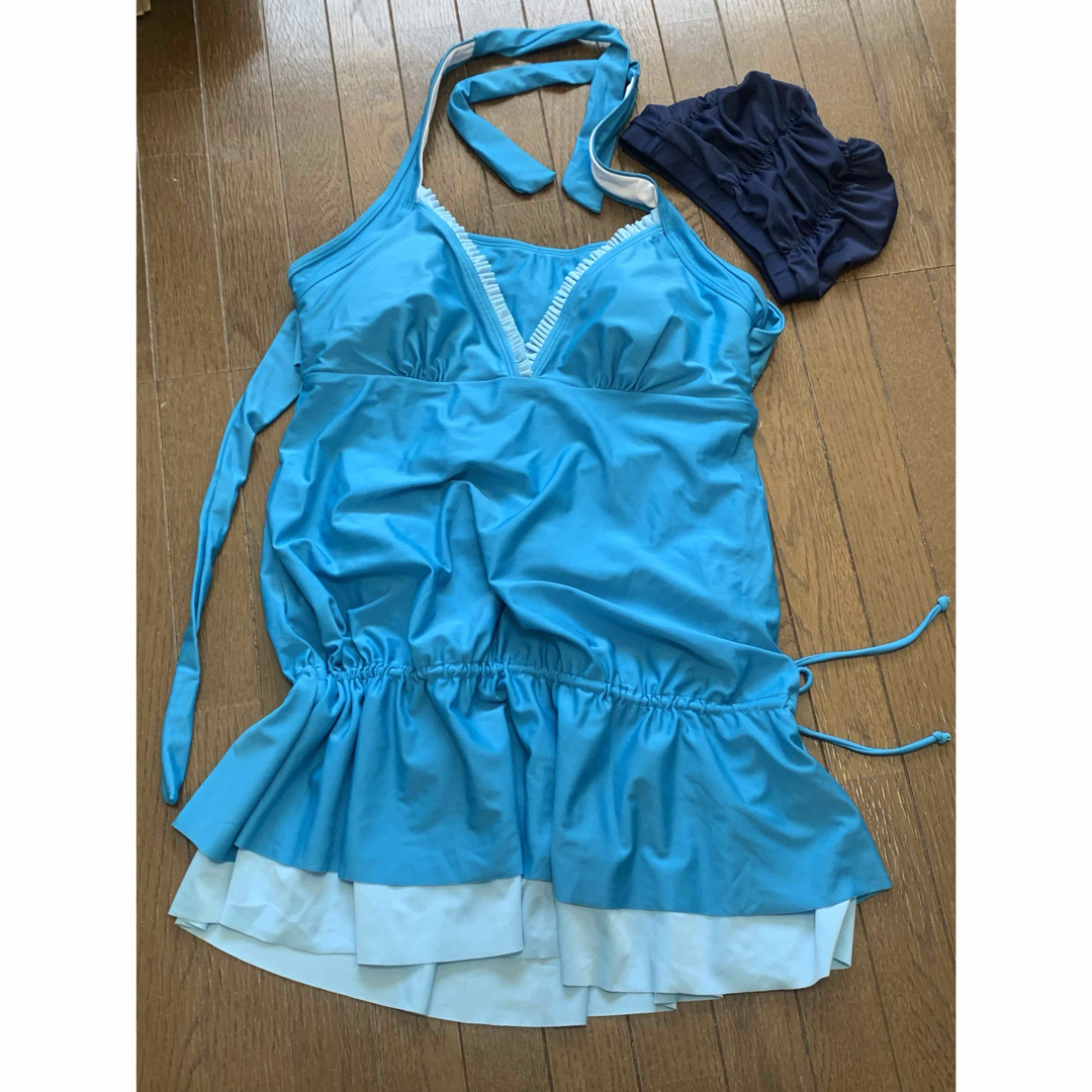 ブルーワンピース水着セット レディースの水着/浴衣(水着)の商品写真