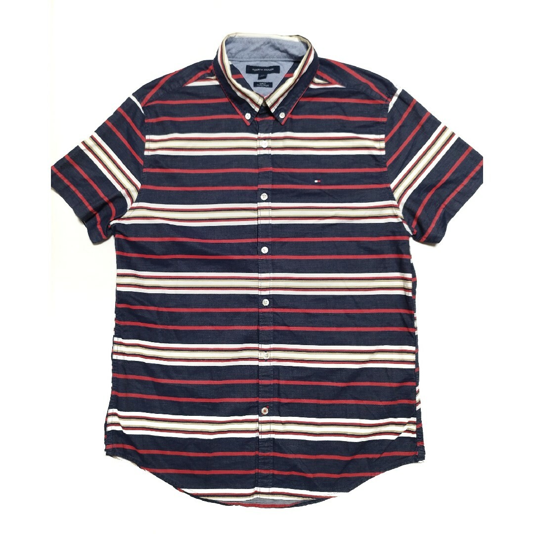 TOMMY HILFIGER(トミーヒルフィガー)の【美品】TOMMY HILFIGER(トミーヒルフィガー)メンズ半袖シャツ L メンズのトップス(シャツ)の商品写真