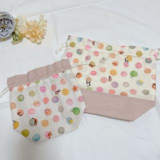 yukiemon お弁当袋とコップ袋セット　ハンドメイド(外出用品)