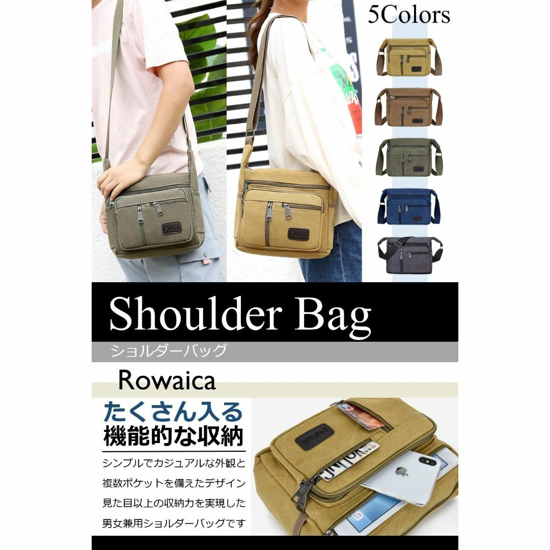 【色: グリーン】[Rowaica] メンズ 斜め掛け ショルダー バッグ 軽量 メンズのバッグ(その他)の商品写真