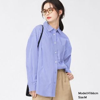 エイチアンドエム(H&M)のGU ジーユー ストライプ オーバーサイズシャツ M サイズ(シャツ/ブラウス(長袖/七分))