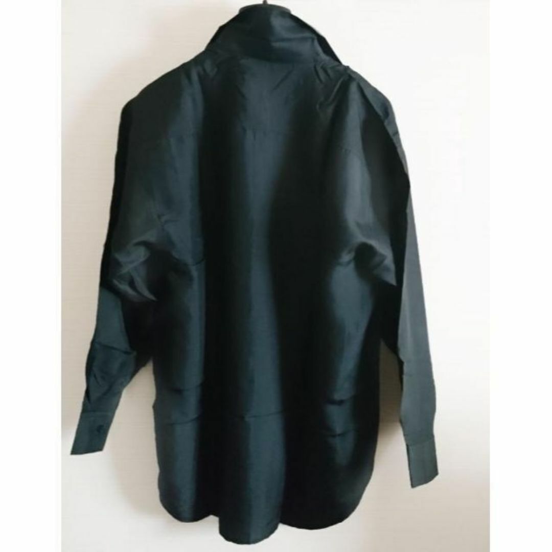 シルクシャツ　ブラック　Lサイズ　シルク100% レディースのトップス(シャツ/ブラウス(長袖/七分))の商品写真