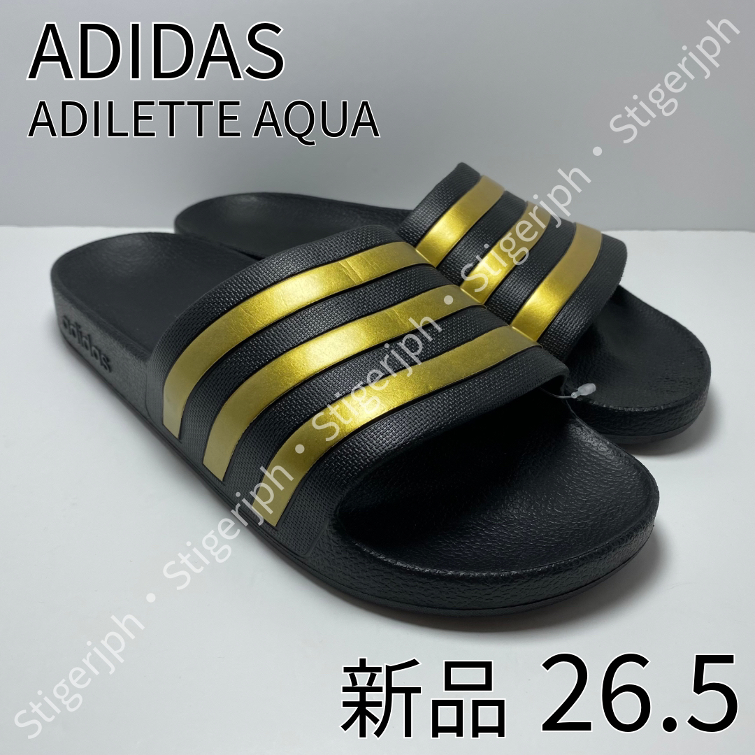 adidas(アディダス)のアディダス　アディレッタアクア　コアブラック　ゴールドメタリック　26.5CM メンズの靴/シューズ(サンダル)の商品写真