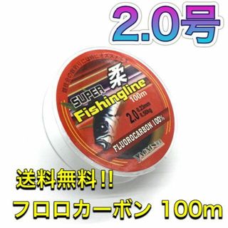 (L55)　フロロカーボン 2.0号 100m巻き 道糸　リーダー(釣り糸/ライン)