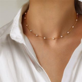 お洒落♡　ネックレス　チョーカー　ゴールド　パール　アクセサリー　上品