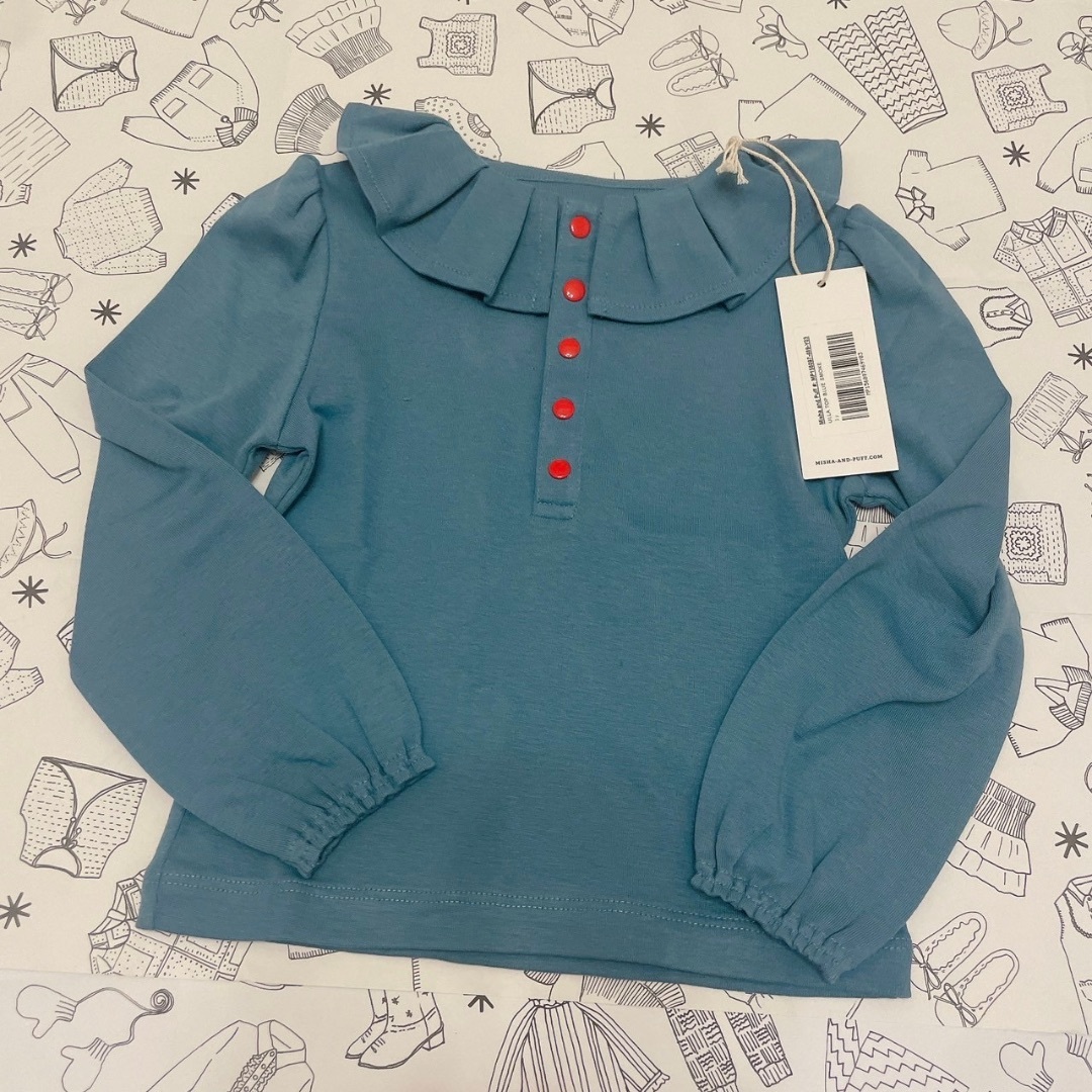 Misha & Puff(ミーシャアンドパフ)のmisha & puff Ulla Top - Blue Smoke 3y キッズ/ベビー/マタニティのキッズ服女の子用(90cm~)(Tシャツ/カットソー)の商品写真