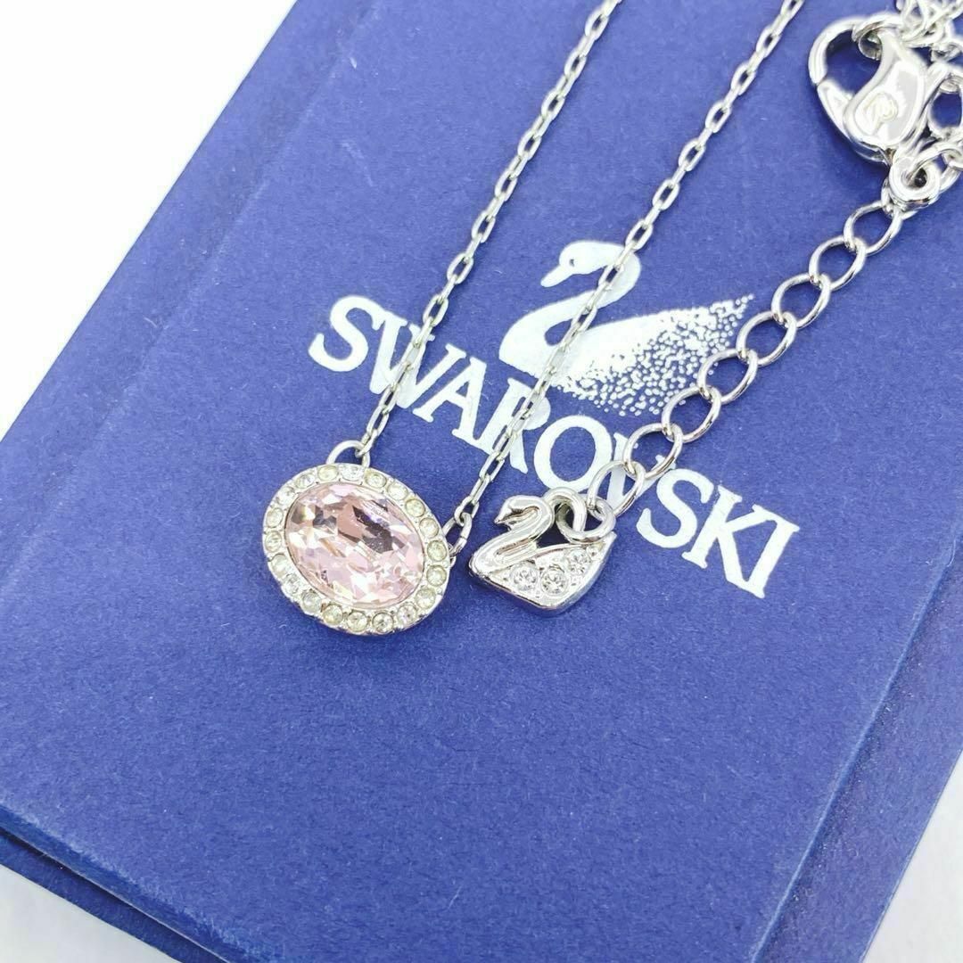 SWAROVSKI(スワロフスキー)の【美品】SWAROVSKI　スワロフスキー　クリスタル　ネックレス　ピンク　桃 レディースのアクセサリー(ネックレス)の商品写真