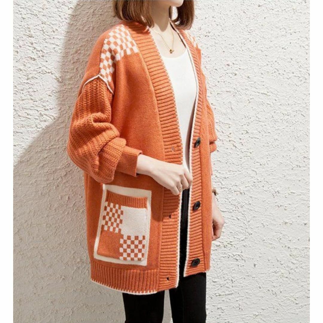 【色: オレンジ】[TASOGARA] カーディガン レディース ニット カット レディースのファッション小物(その他)の商品写真