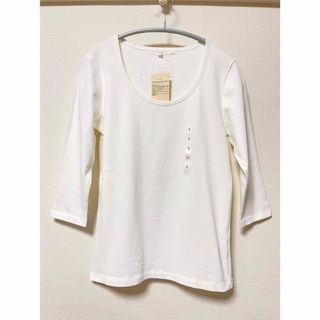 MUJI (無印良品) - 無印良品 オーガニックコットンストレッチ七分袖Tシャツ Lサイズ 未使用