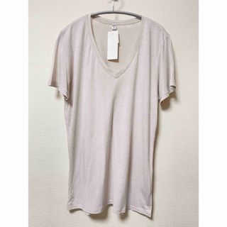 ユニクロ(UNIQLO)のUNIQLO モダールリネンVネックT Lサイズ 未使用(Tシャツ(半袖/袖なし))