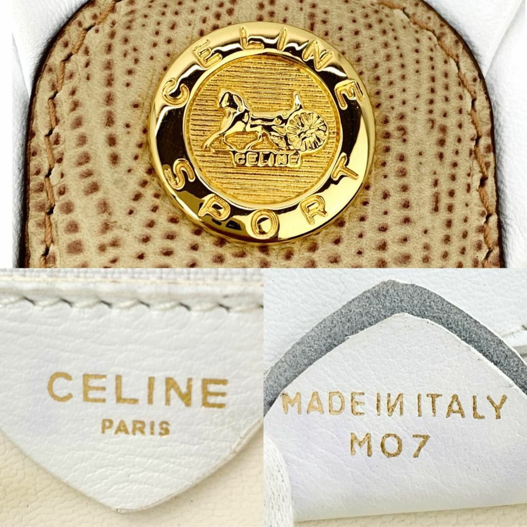 celine(セリーヌ)の⑦セリーヌ スポーツ ミニショルダーバッグ 馬車金具 ゴールド レザー ホワイト レディースのバッグ(ショルダーバッグ)の商品写真