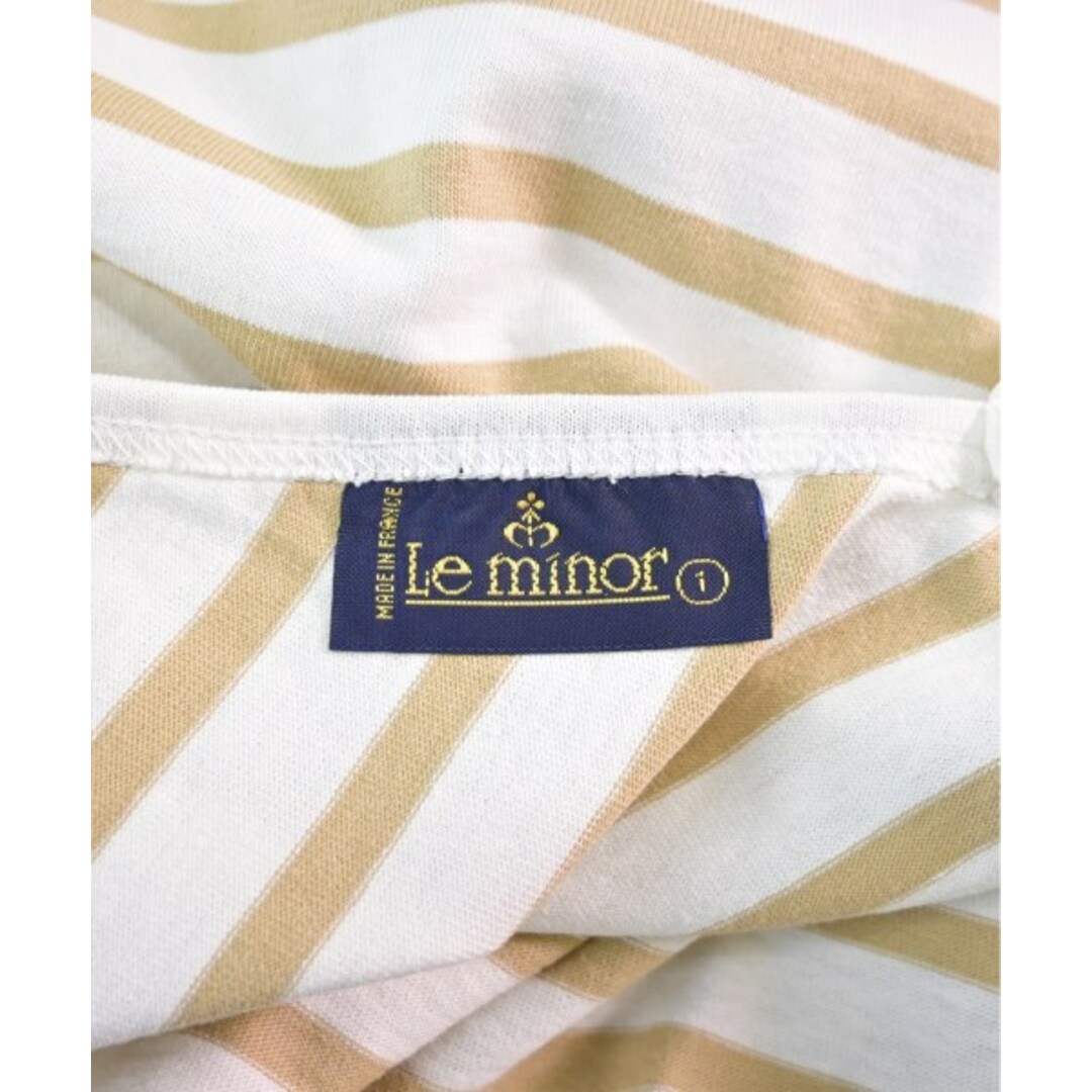 Le Minor(ルミノア)のLe minor Tシャツ・カットソー 1(S位) 白xベージュ(ボーダー) 【古着】【中古】 レディースのトップス(カットソー(半袖/袖なし))の商品写真