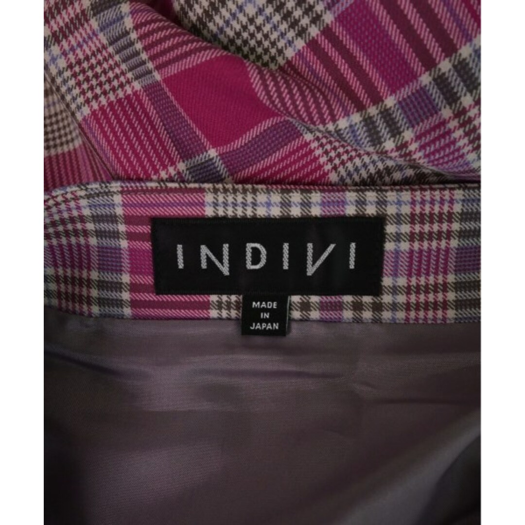 INDIVI(インディヴィ)のINDIVI ひざ丈スカート 13(XL位) ピンクx白x紫等(チェック) 【古着】【中古】 レディースのスカート(ひざ丈スカート)の商品写真