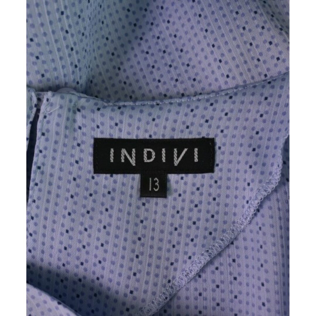 INDIVI(インディヴィ)のINDIVI インディヴィ ブラウス 13(XL位) 水色x紺xグレー系(総柄) 【古着】【中古】 レディースのトップス(シャツ/ブラウス(長袖/七分))の商品写真