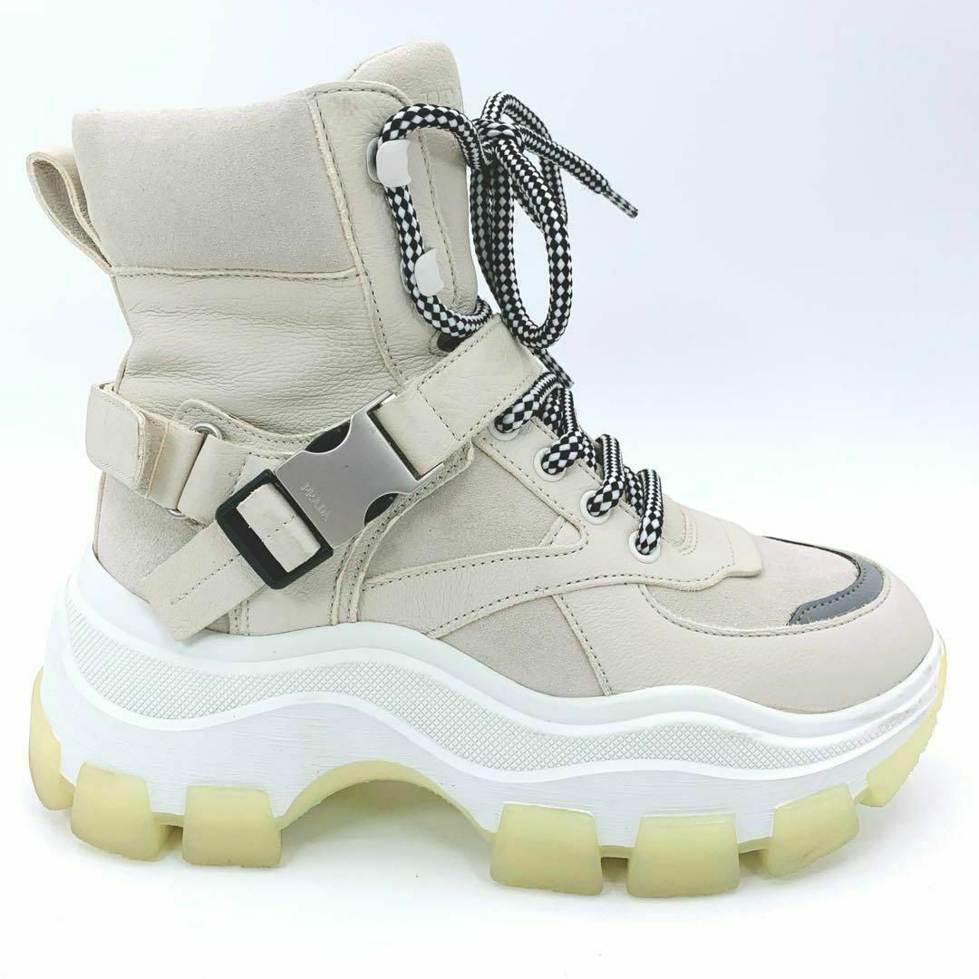極美品】PRADA プラダ ホワイト シューズ レースアップ 36 23.0 極美品】PRADA プラダ ホワイト シューズ レースアップ 36 23.0