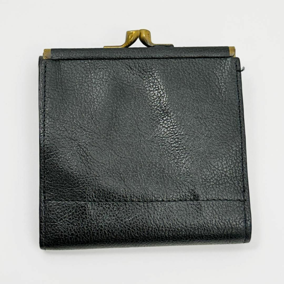 IL BISONTE(イルビゾンテ)の現行品◎イルビゾンテ 二つ折り財布 がま口 ゴールドボタン 金ボタン 黒ブラック レディースのファッション小物(財布)の商品写真