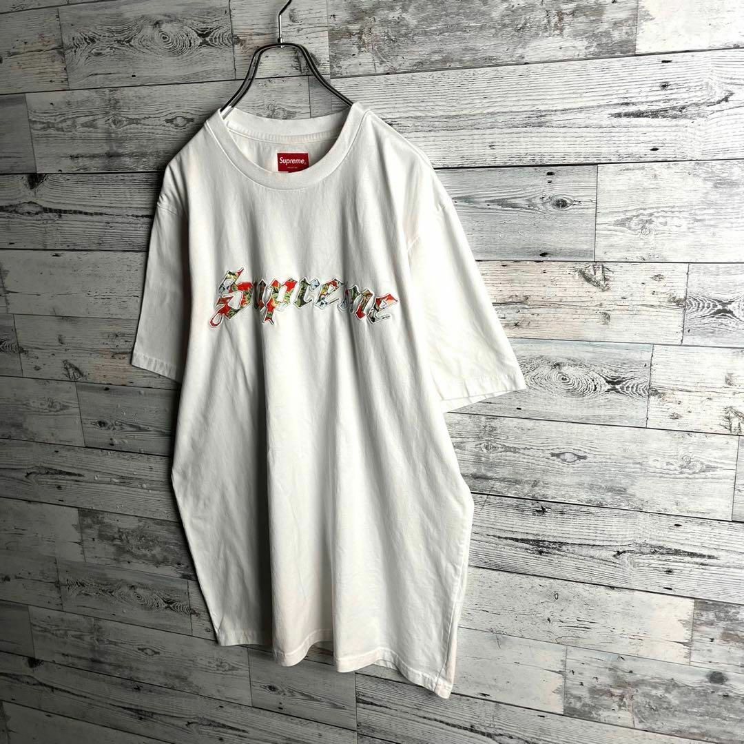 Supreme(シュプリーム)の【希少XLサイズ】シュプリーム☆花柄ビッグ刺繍ロゴ入り半袖Tシャツ メンズのトップス(Tシャツ/カットソー(半袖/袖なし))の商品写真