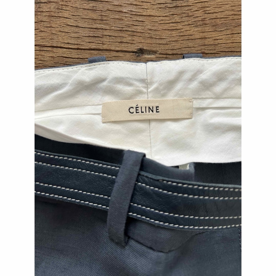 celine(セリーヌ)のCELINE フィービー時代リネンパンツ　レザーベルト付き　34 レディースのパンツ(その他)の商品写真