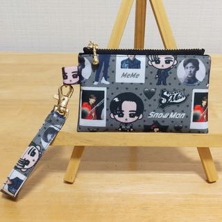 フラットポーチminiストラップ付きハンドメイド【SM】(ポーチ)