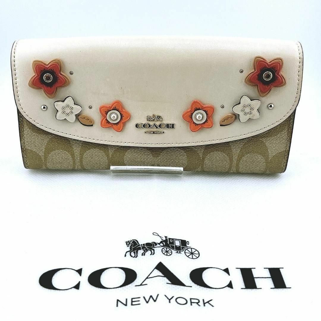 COACH(コーチ)のコーチ スリム エンベロープ 長財布 F73376 ベージュ レディース レディースのファッション小物(財布)の商品写真
