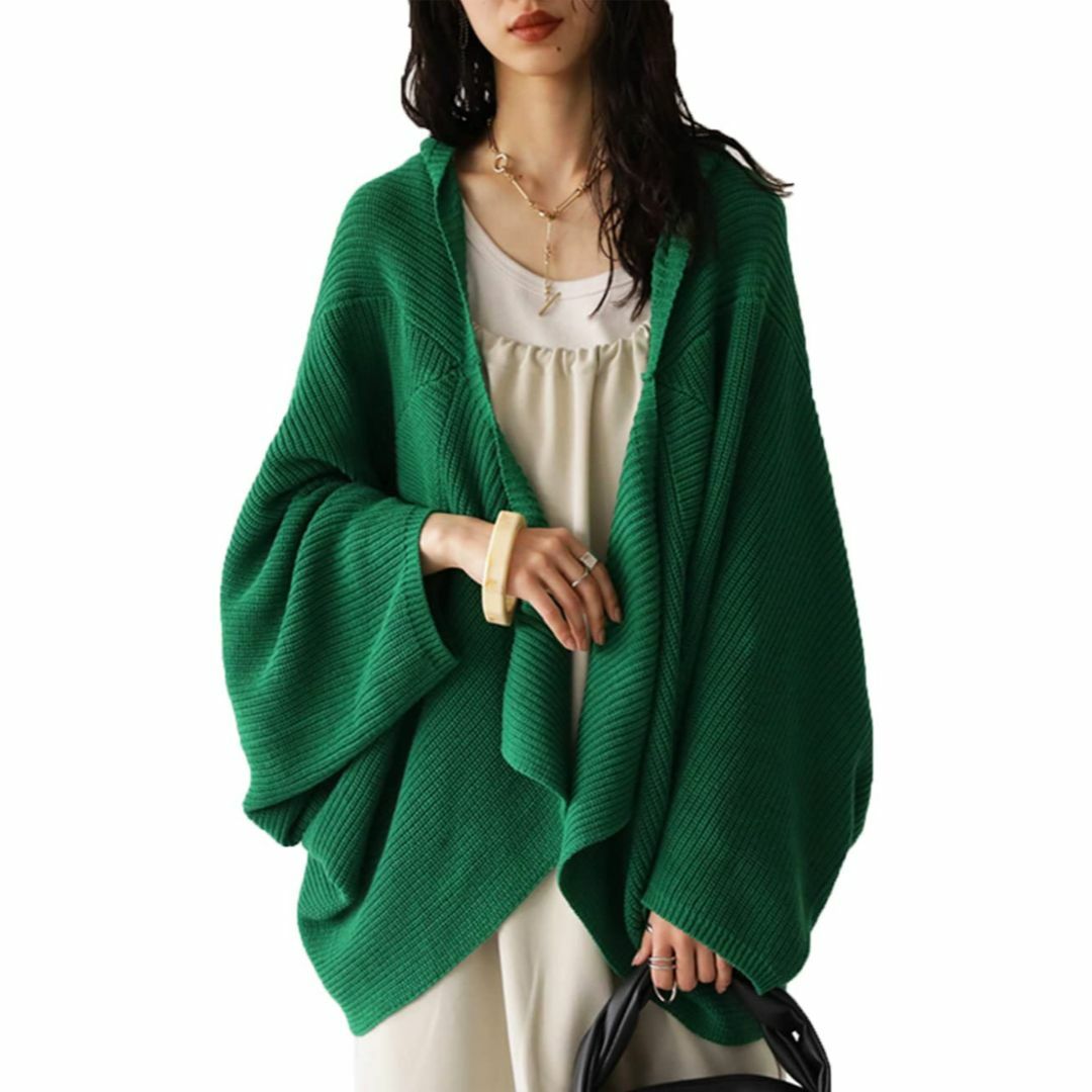 【色: 30 グリーン】[antiqua] [アンティカ] ドルマン ニット カ レディースのファッション小物(その他)の商品写真