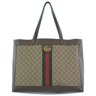 グッチ(Gucci)のGUCCI グッチ トートバッグ - ベージュx緑等(総柄) 【古着】【中古】(トートバッグ)