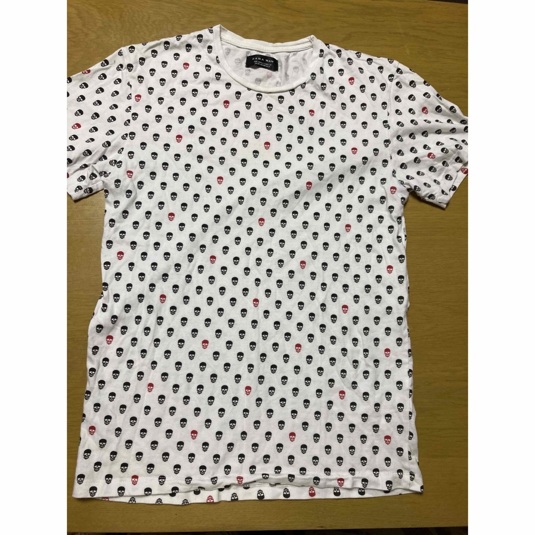 ZARA(ザラ)のZARA MAN メンズ　半袖　Tシャツ　ドクロ　ガイコツ　38 S メンズのトップス(Tシャツ/カットソー(七分/長袖))の商品写真