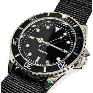 メンズ 腕時計 ダイバーモデル ブラック 黒 夜光 3針 ナイロン(腕時計)