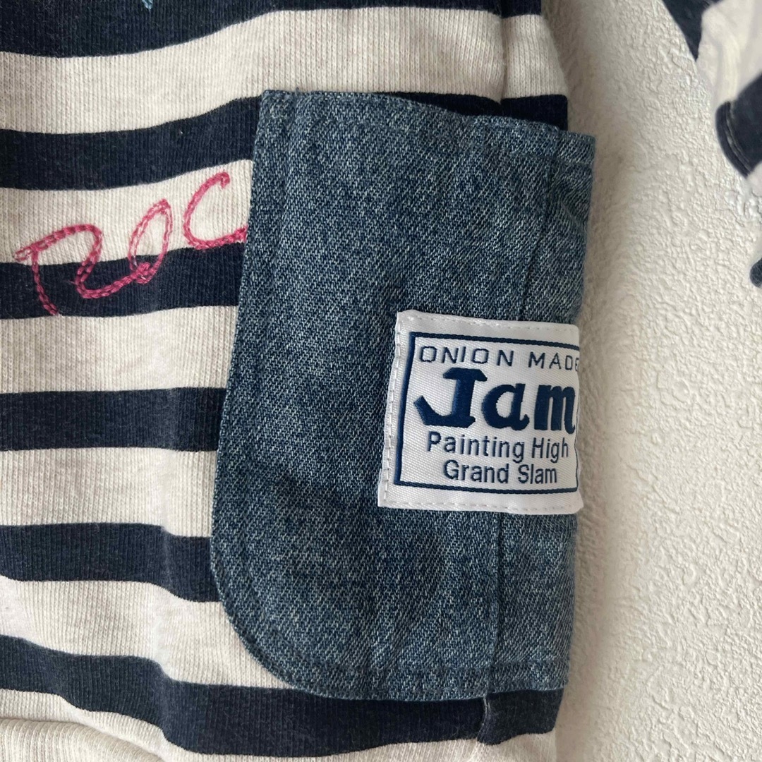JAM(ジャム)の美品JAM刺繍ボーダートレーナー100 キッズ/ベビー/マタニティのキッズ服男の子用(90cm~)(Tシャツ/カットソー)の商品写真