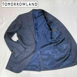 トゥモローランド(TOMORROWLAND)のTOMORROWLAND 紺ブレ デカチェック シルク混 オシャレ 総裏(テーラードジャケット)