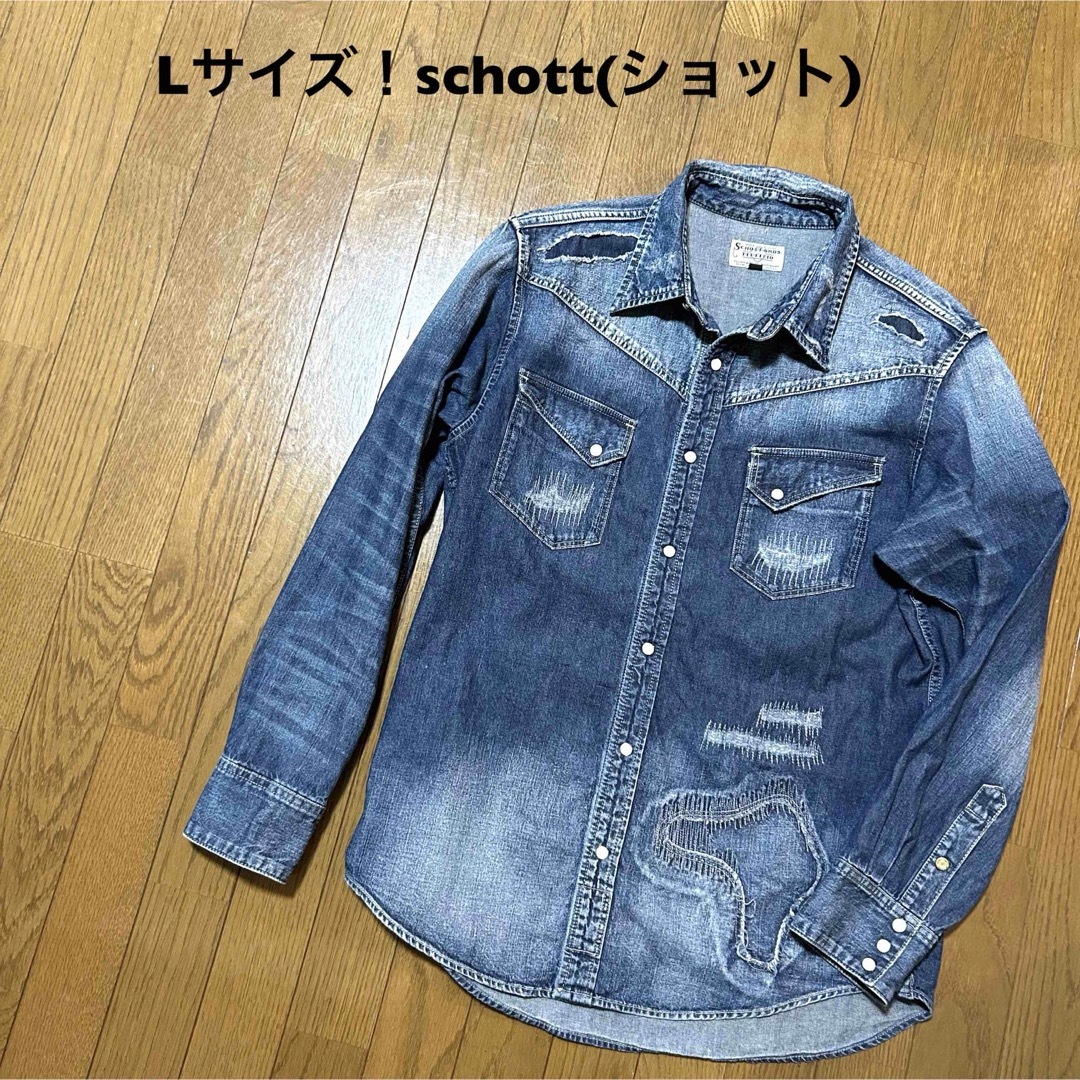 schott(ショット)のLサイズ！schott(ショット) 古着長袖デニムウエスタンシャツ メンズのトップス(シャツ)の商品写真