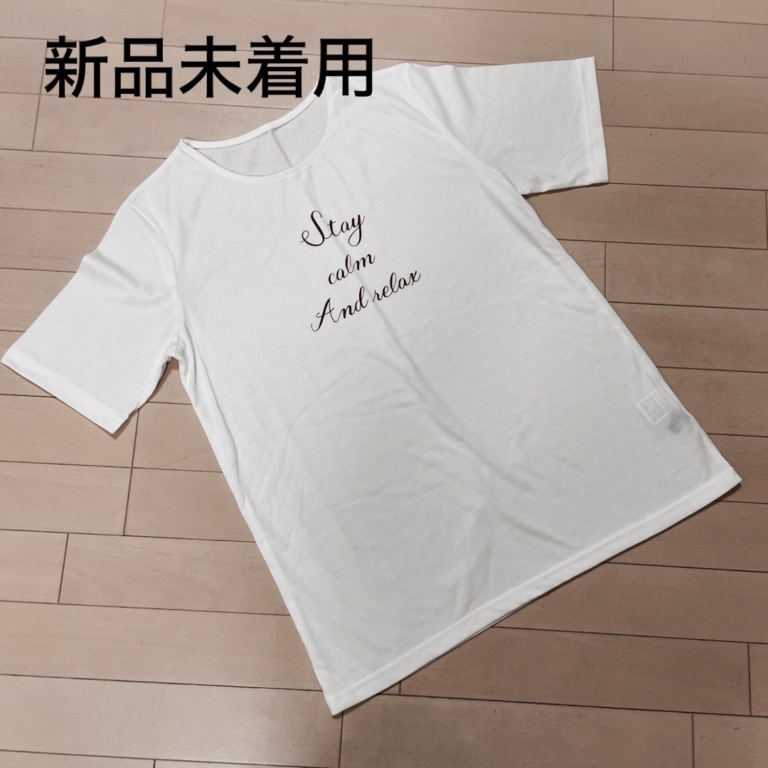 ★新品未着用★レディース　半袖Tシャツ　ホワイト　Mサイズ レディースのトップス(Tシャツ(半袖/袖なし))の商品写真