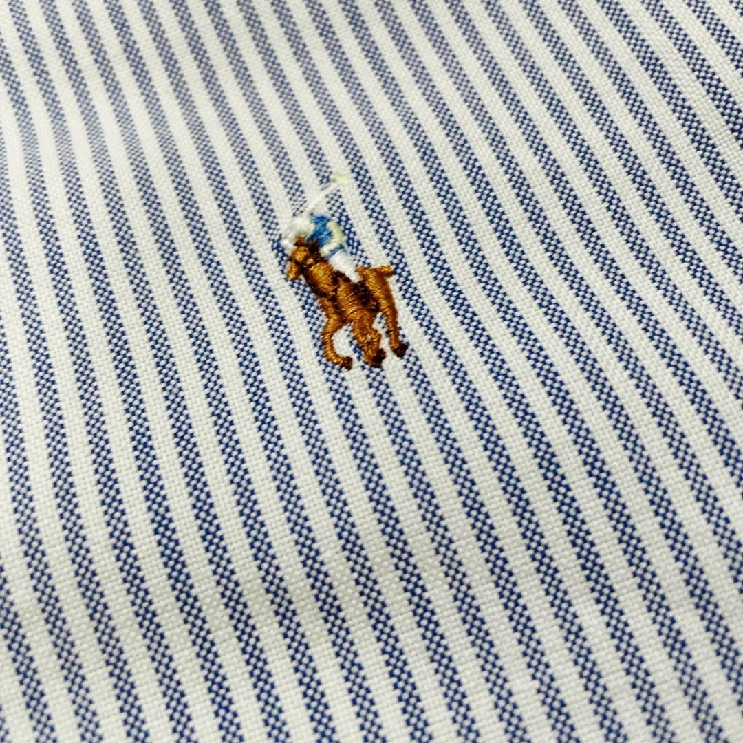 Ralph Lauren(ラルフローレン)の最終値下げ★ラルフローレン★ボタンダウンシャツ　ブルー×ホワイトストライプ170 レディースのトップス(シャツ/ブラウス(長袖/七分))の商品写真