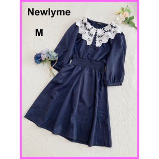 Newlyme - 【美品☆試着のみ】Newlyme ニューリーミー レース襟　ぽわん袖ワンピース