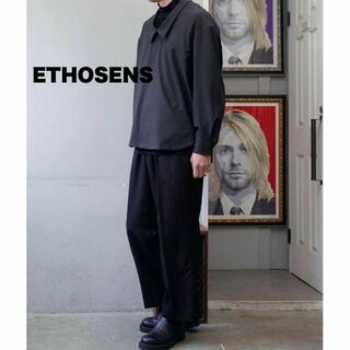 エトセンス(ETHOSENS)のETHOSENS Super130s DROP SHIRT ブラック M(シャツ)